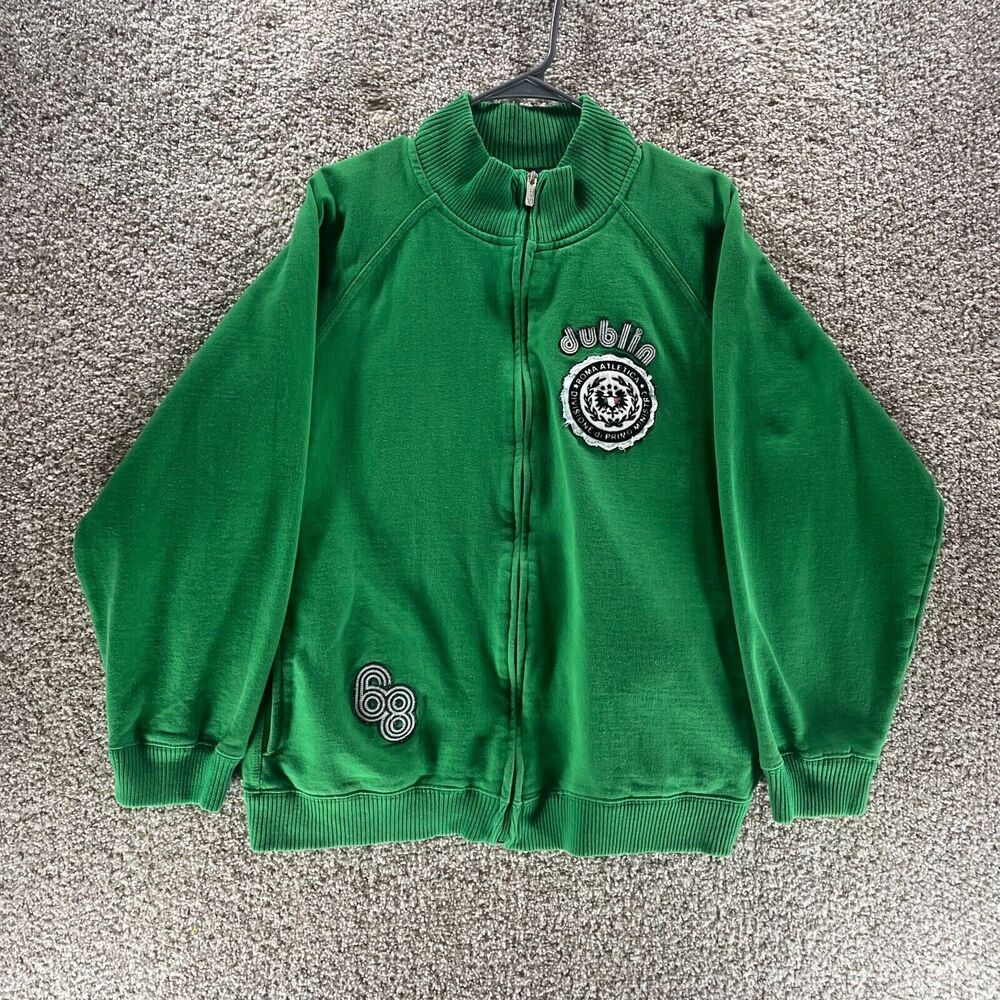 Roma Atletica Jacket Mens Extra Large‎ Green Full Zip Dublin Sweatshirt Casual